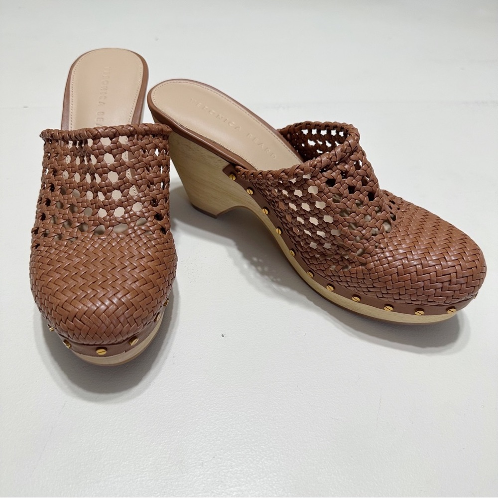 Veronica Beard Woven Leather Hardie Clog‎ in Hazelwood Size 8